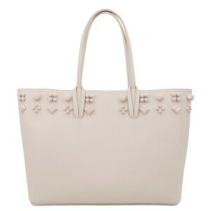 Christian Louboutin  Cabata Empire Studded Spike Leather Tote Bag Ivory